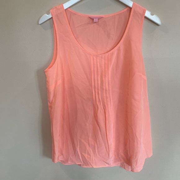 LILLY PULITZER Peach 100% Silk Tank Top Womens Size Medium - Picture 2 of 5